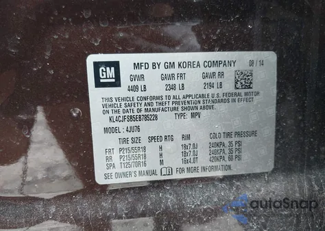 2014 Buick Encore Convenience z USA, uszkodzony, nr VIN KL4CJFSB5EB785228